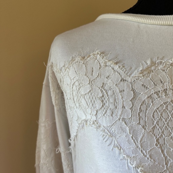 **EXPRESS* White x Lace Long Sleeve Top Size XS - Picture 3 of 7